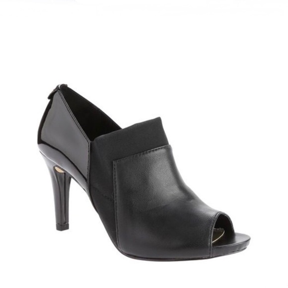 Anne Klein Ottone Peep Toe Leather Ankle Booties - Picture 2 of 9